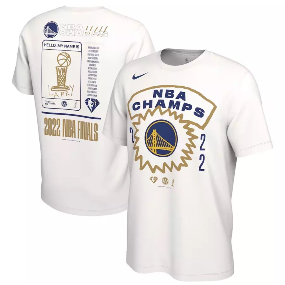 Nike Golden State Warriors Shirt Men XL White NBA Champs 2022 Logo Basketball